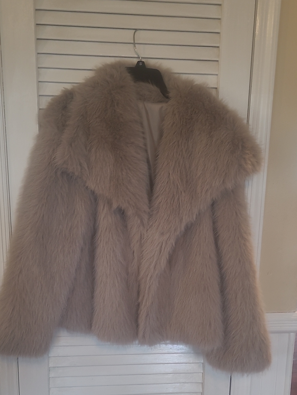 Women's Taupe Faux Fur Teddy Jacket - Plush Short Coat